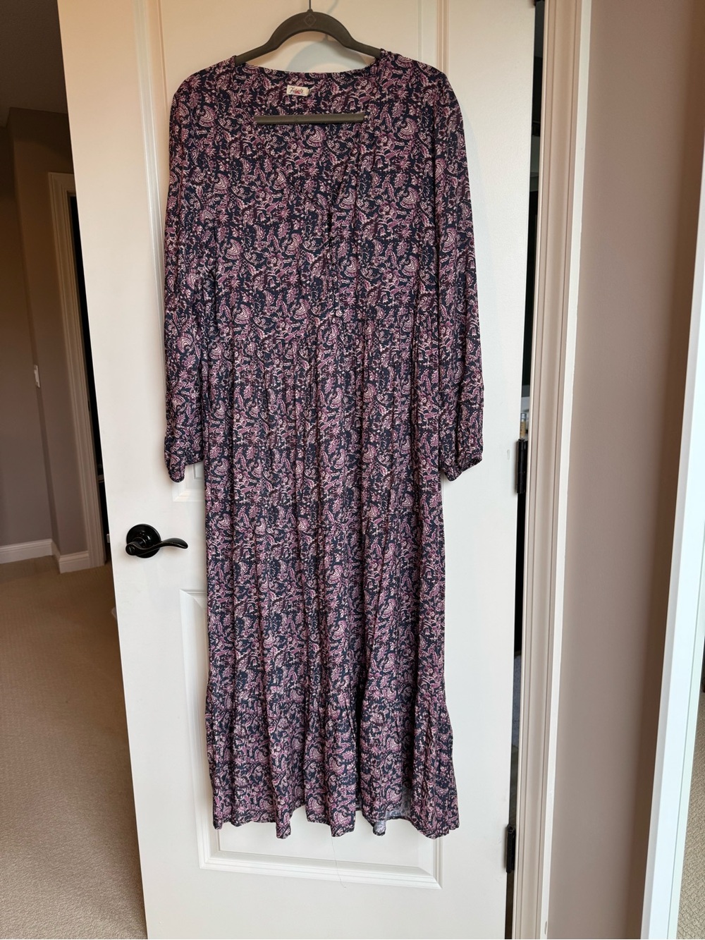 Faherty Pink & Navy Paisley Midi Dress